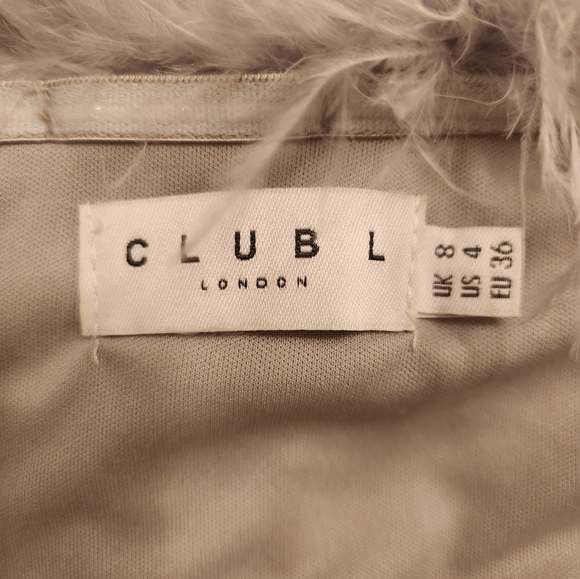 Club L LONDON Gray Ostrich  Feathered Tube Top - Picture 8 of 8